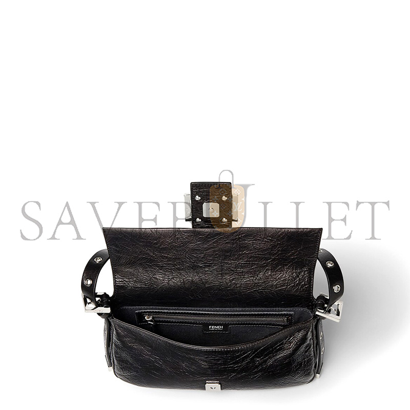 F**di BAGUETTE CRACKLED BLACK LEATHER BAG 8BR850B14MF0QA1 (26*14*4cm)